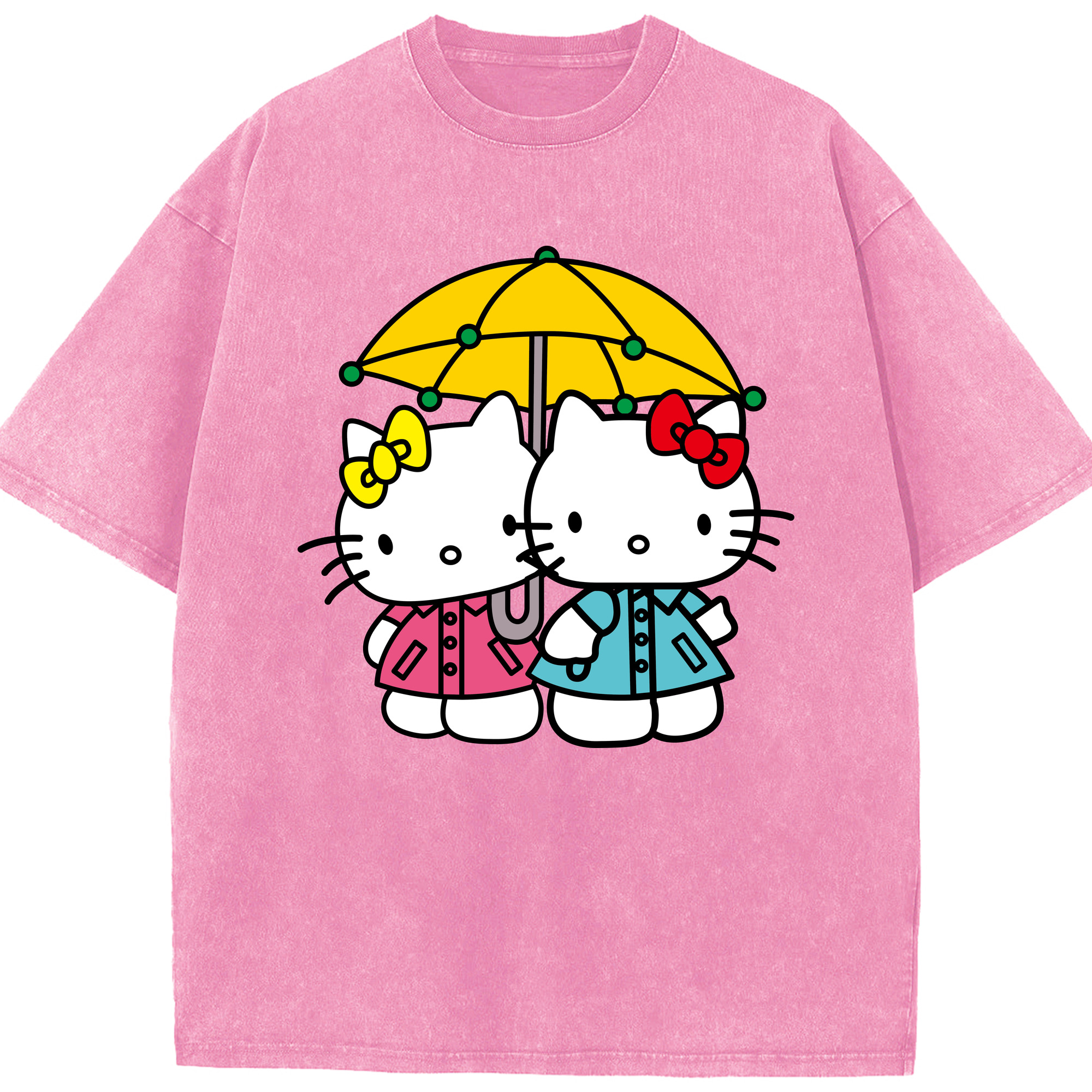（画像用） Hello Kitty ハローキティ 綿100% ヴィンテージ風 半袖Tシャツ（フロントプリント）